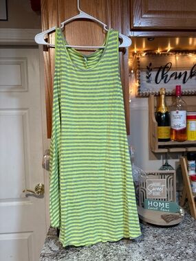 Striped Neon Yellow and Gray Tank Dress